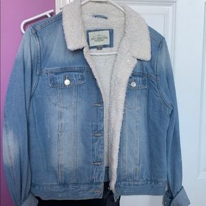 Sherpa collard jean jacket
